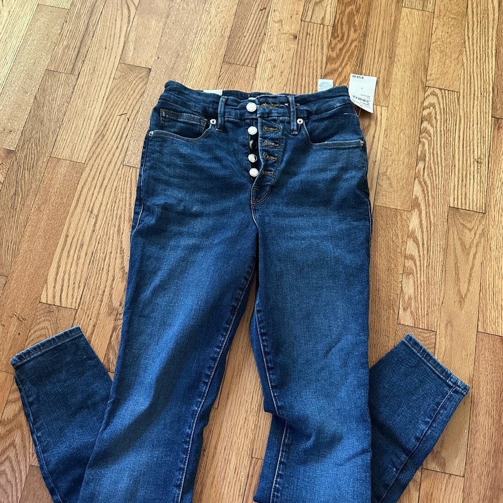 Good American NWY size 2/26 blue skinny jeans button fly